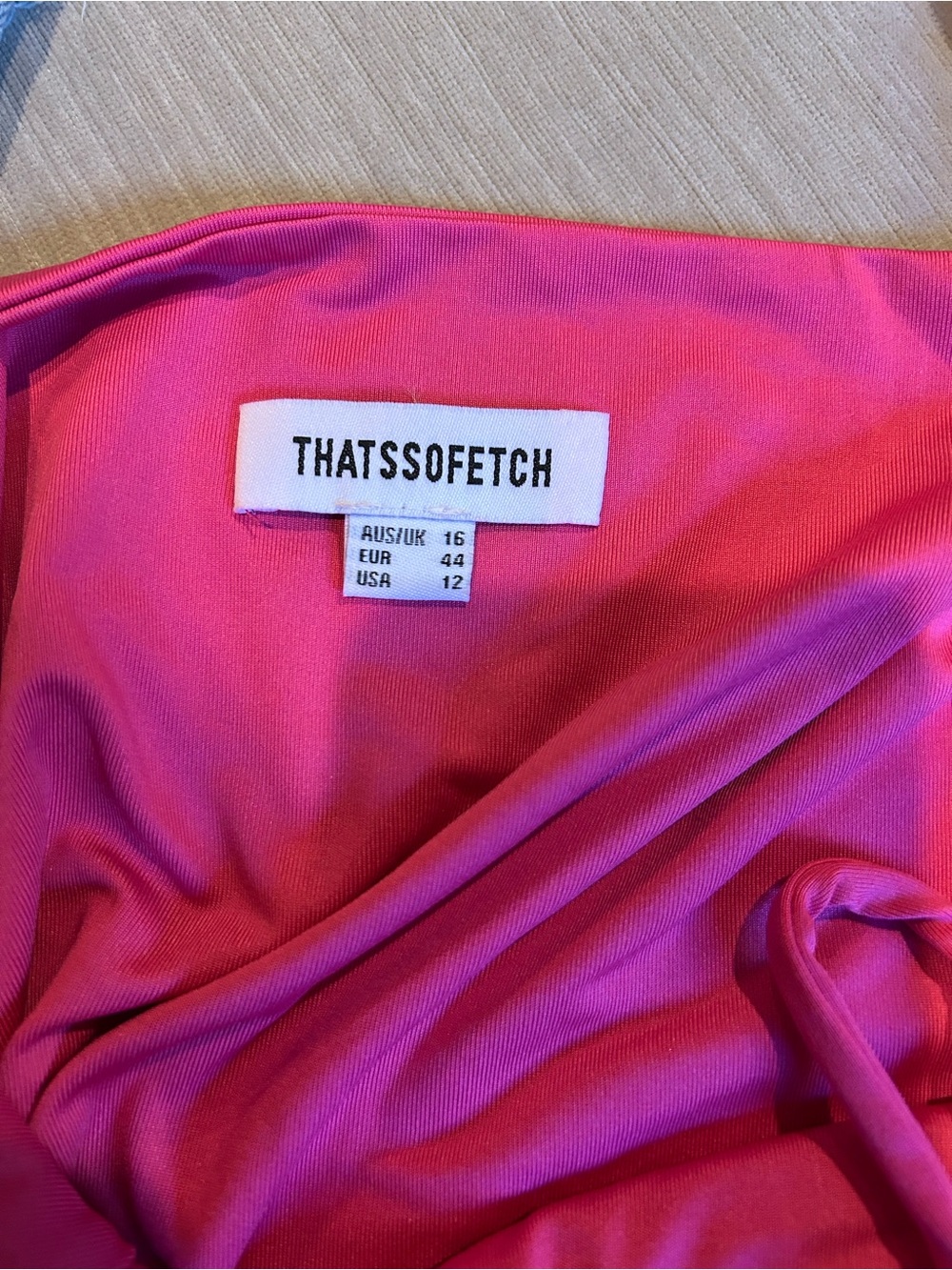 Lace-Trim Mini Dress with Tie Front in Hot Pink - Picture 3 of 3